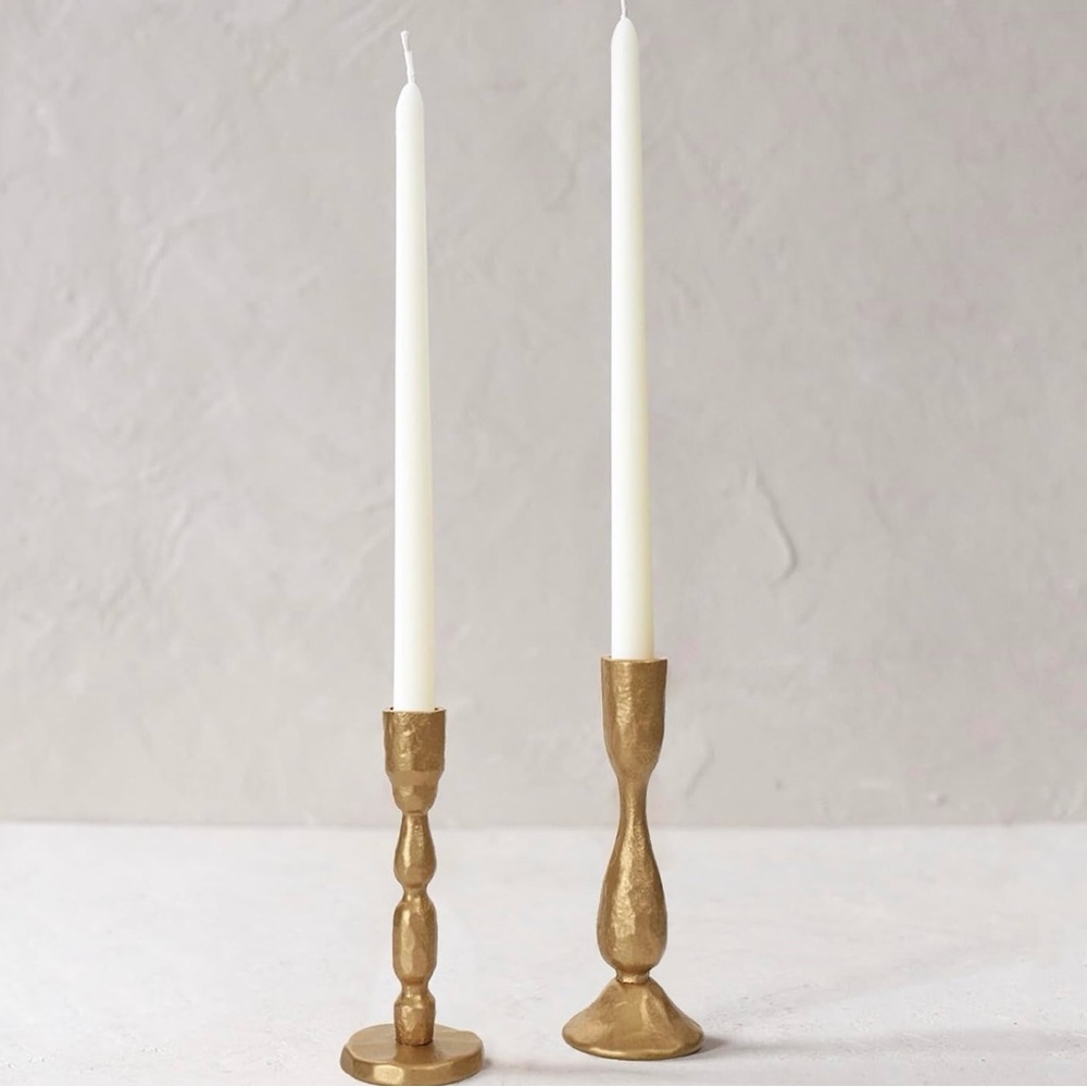Antique Brass Candle Holders Set